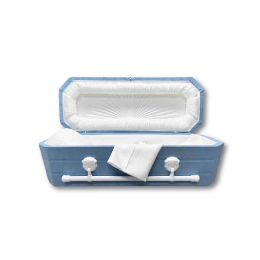 Faux Lambskin Cloth Covered Wood Pet Casket - Light Blue-Pet Caskets-Titan Caskets-Afterlife Essentials