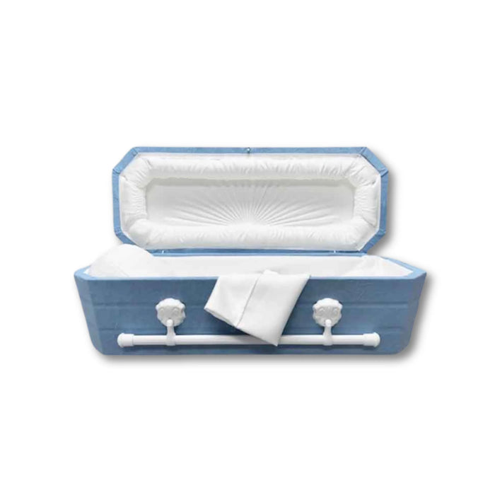 Faux Lambskin Cloth Covered Wood Pet Casket - Light Blue-Pet Caskets-Titan Caskets-Afterlife Essentials