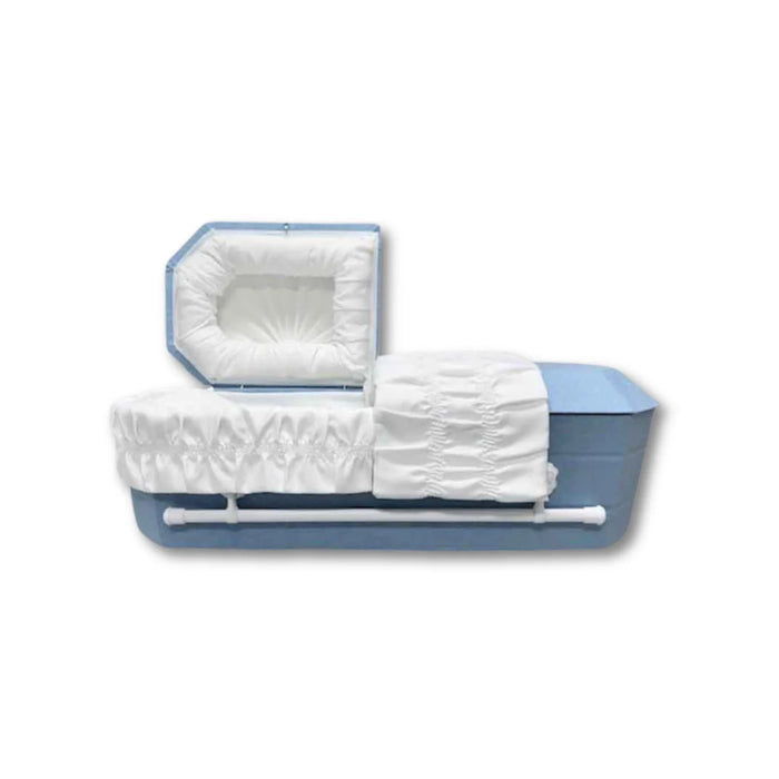 Faux Lambskin Cloth Covered Wood Pet Casket - Light Blue-Pet Caskets-Titan Caskets-Afterlife Essentials