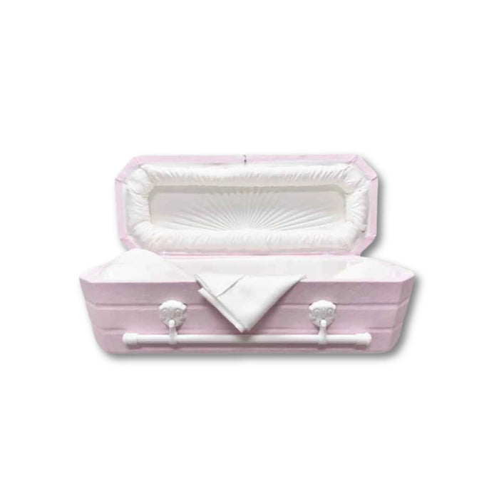 Faux Lambskin Cloth Covered Wood Pet Casket - Pink-Pet Caskets-Titan Caskets-Afterlife Essentials