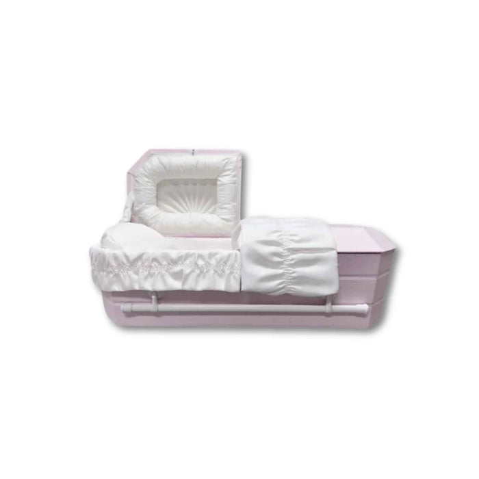Faux Lambskin Cloth Covered Wood Pet Casket - Pink-Pet Caskets-Titan Caskets-Afterlife Essentials