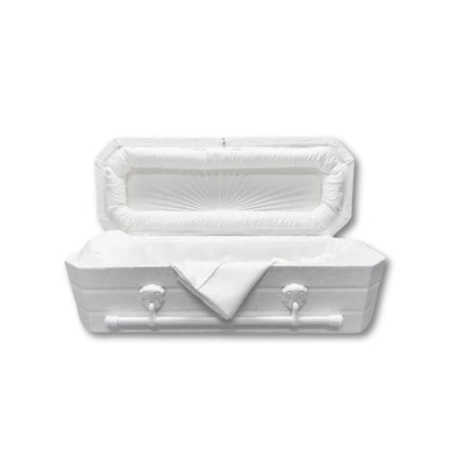 Faux Lambskin Cloth Covered Wood Pet Casket - White-Pet Caskets-Titan Caskets-Afterlife Essentials