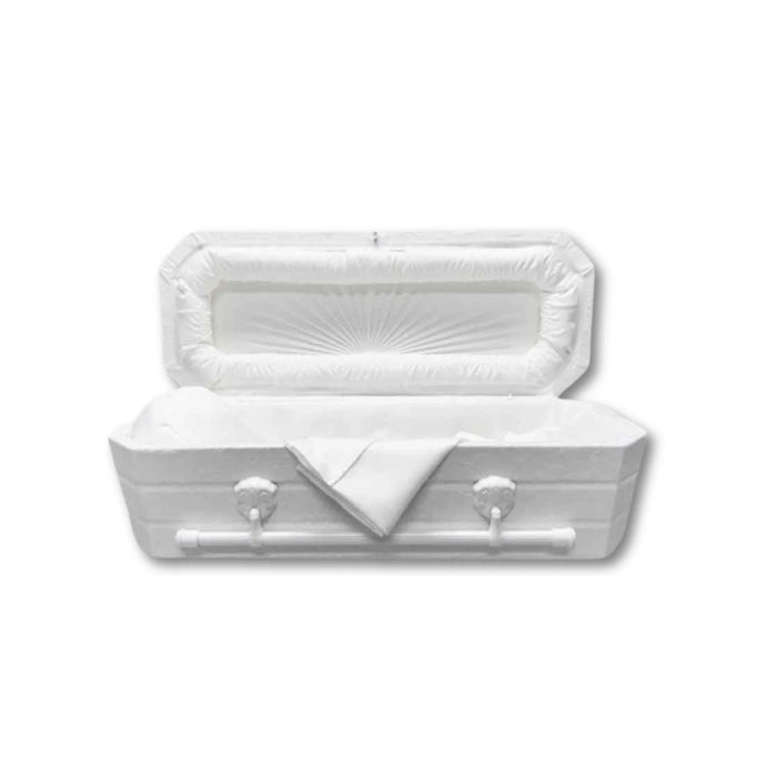 Faux Lambskin Cloth Covered Wood Pet Casket - White-Pet Caskets-Titan Caskets-Afterlife Essentials
