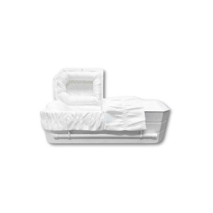 Faux Lambskin Cloth Covered Wood Pet Casket - White-Pet Caskets-Titan Caskets-Afterlife Essentials
