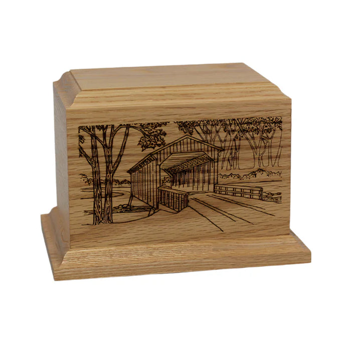 Oak Covered Bridge: Cremation Urn 52 cu. in.-Cremation Urns-Infinity Urns-Afterlife Essentials