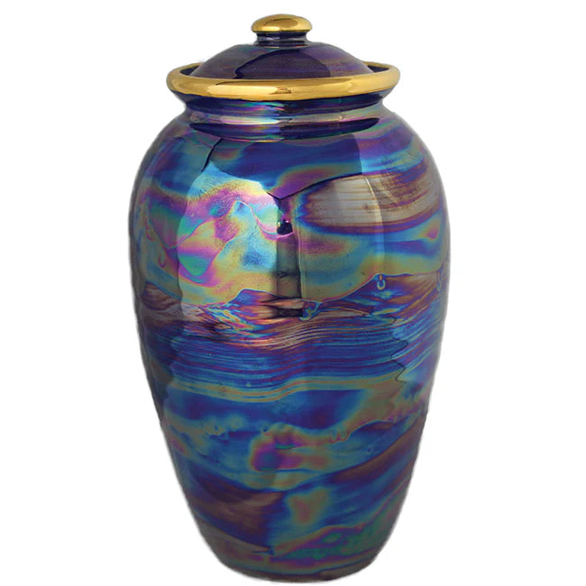 Blue Pearl Iridescent Cremation Urn 45 cu. in.-Cremation Urns-Infinity Urns-Afterlife Essentials