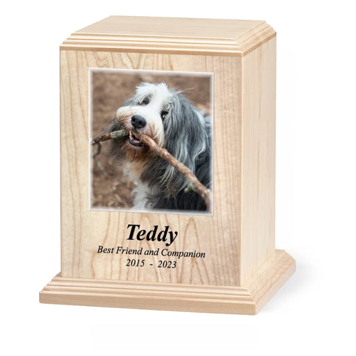 Premier Laser Texture Photo Cremation Urn 150 cu. in.-Cremation Urns-Infinity Pet Urns-Maple-Afterlife Essentials