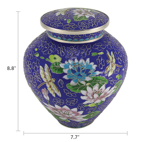 Filigree™ Cloisonné Lily Dragonfly, Full Size Urn-Cremation Urns-Terrybear-Afterlife Essentials