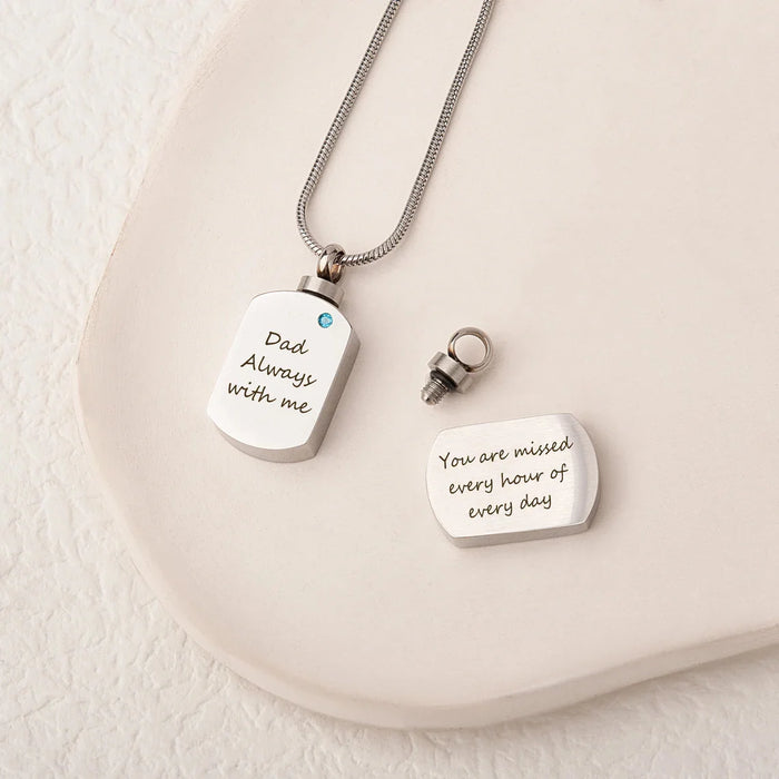 Birthstone Dog Tag Memorial Necklace Cremation Jewelry-Jewelry-Anavia-Afterlife Essentials