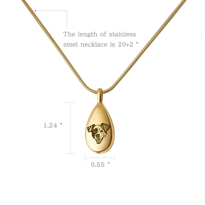 Pet Portrait Teardrop Memorial Necklace Cremation Jewelry-Jewelry-Anavia-Afterlife Essentials
