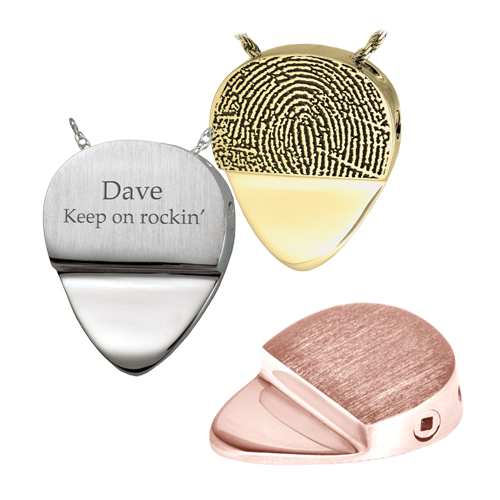 Personalized Guitar Pick Pendant Cremation Jewelry
