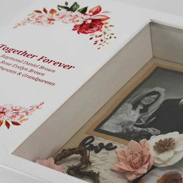 Shadowbox Remembrance Keepsake Floral Blush-Cremation Urns-Terrybear-Afterlife Essentials