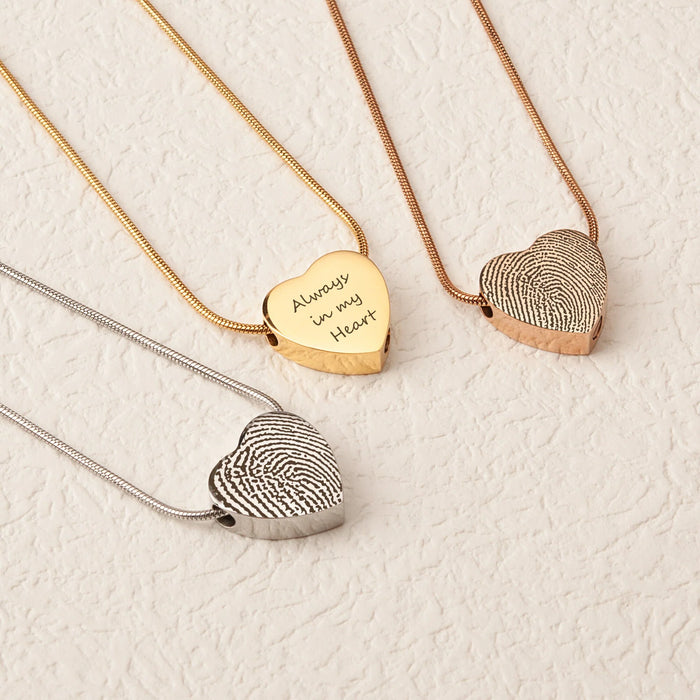 Fingerprint Heart Memorial Necklace Cremation Jewelry-Jewelry-Anavia-Afterlife Essentials