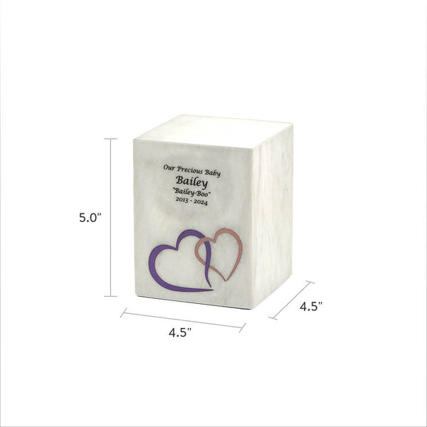 Monumental Memorials Hearts Pink White Extra Small Cremation Urn-Cremation Urns-Terrybear-Afterlife Essentials