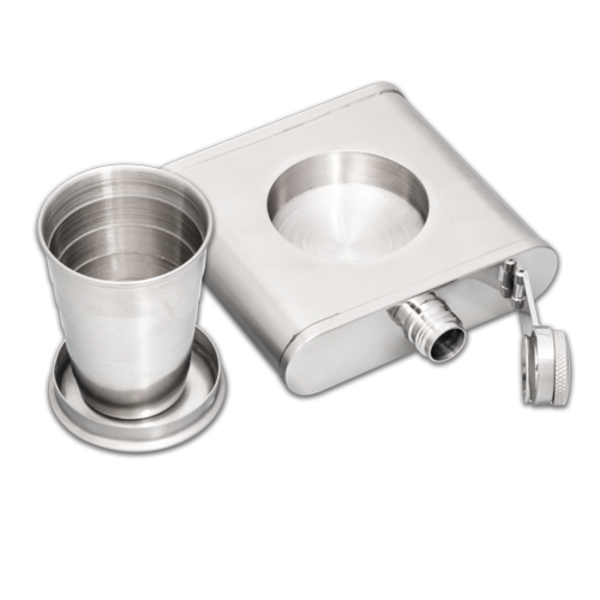 Personalized Flask + Collapsible Shot Glass-Accessories-New Memorials-Afterlife Essentials