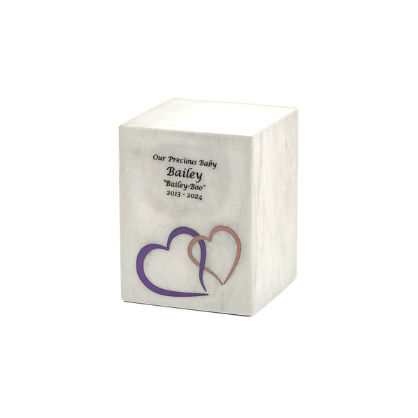 Monumental Memorials Hearts Pink White Small Cremation Urn-Cremation Urns-Terrybear-Afterlife Essentials