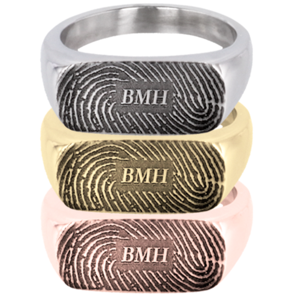 Rectangle Ring Fingerprint Cremation Jewelry-Jewelry-New Memorials-Afterlife Essentials