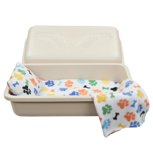 Standard Pet Casket - Almond with Rainbow Paw-Pet Caskets-Titan Caskets-Afterlife Essentials