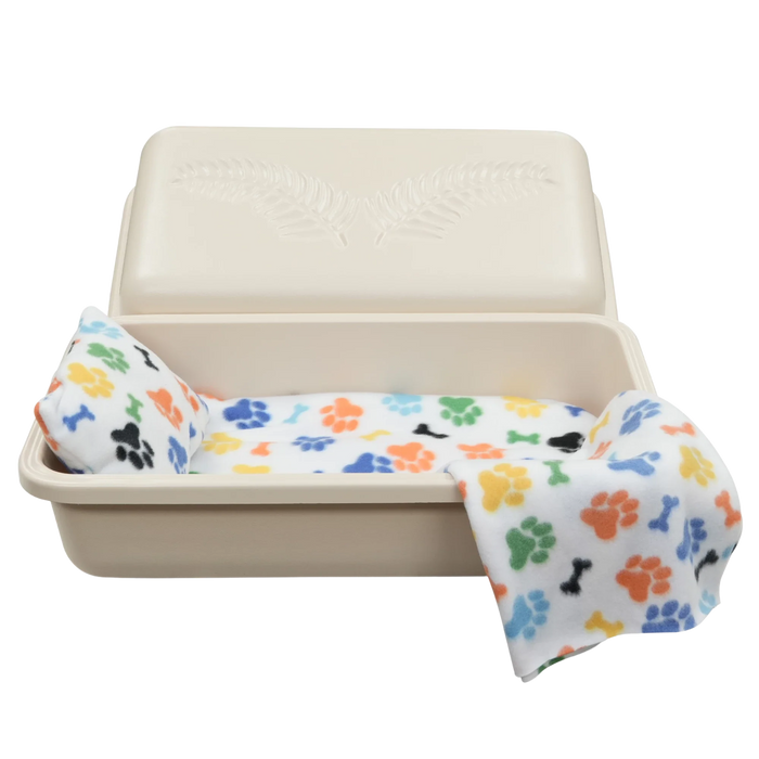 Standard Pet Casket - Almond with Rainbow Paw-Pet Caskets-Titan Caskets-Afterlife Essentials