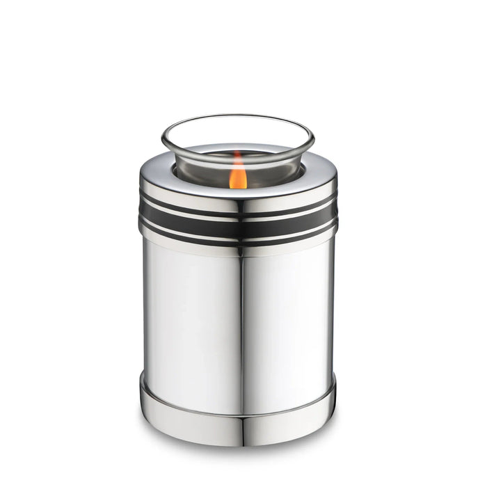 LoveUrns® ArtDeco Polished Silver Cremation Urns 25 cu. in.-Cremation Urns-Infinity Urns-25 cu.in.-Afterlife Essentials