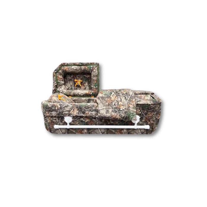 Camouflage Cloth-Covered Wood Pet Casket - Green Camo-Pet Caskets-Titan Caskets-Afterlife Essentials