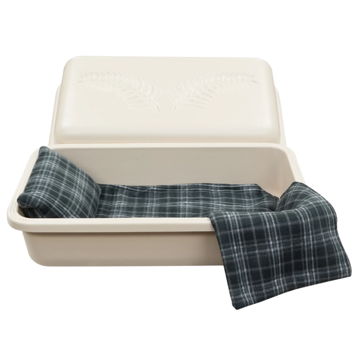 Standard Pet Casket - Almond with Grey Plaid-Pet Caskets-Titan Caskets-Afterlife Essentials
