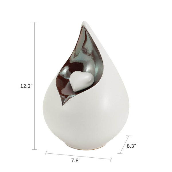 Eden Teardrop White Full Size Cremation Urn-Cremation Urns-Terrybear-Afterlife Essentials