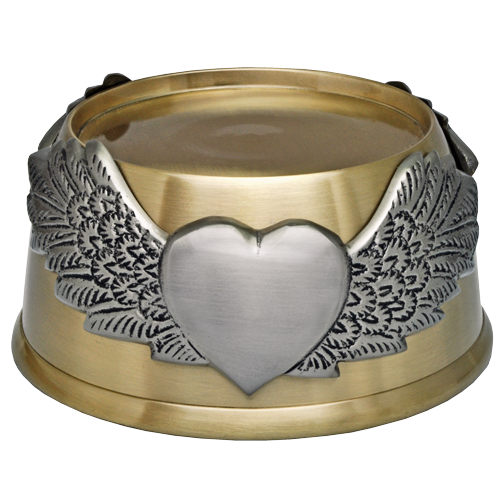 Engraved Memorial Plaque - Round Urn Base with Wings-Plaques-New Memorials-Afterlife Essentials