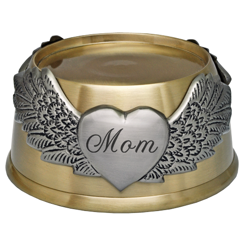 Engraved Memorial Plaque - Round Urn Base with Wings-Plaques-New Memorials-Afterlife Essentials