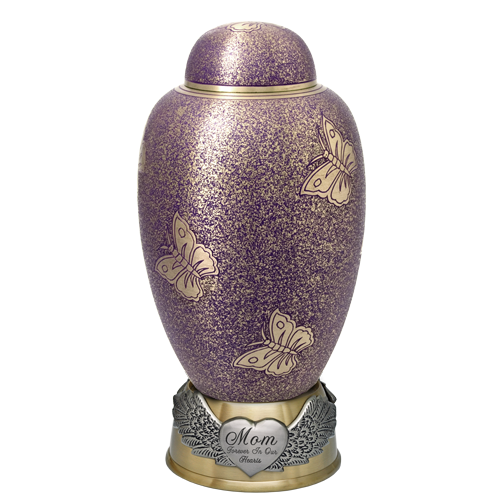 Engraved Memorial Plaque - Round Urn Base with Wings-Plaques-New Memorials-Afterlife Essentials