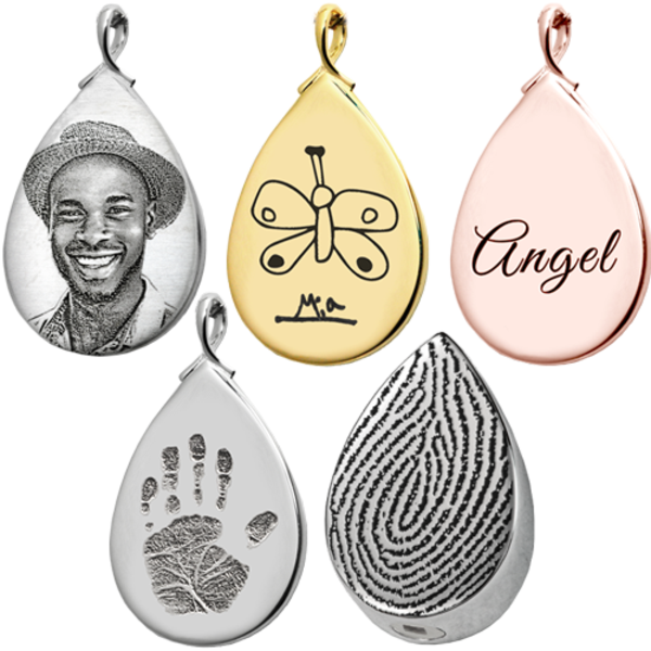 Personalized Teardrop Pendant Cremation Jewelry