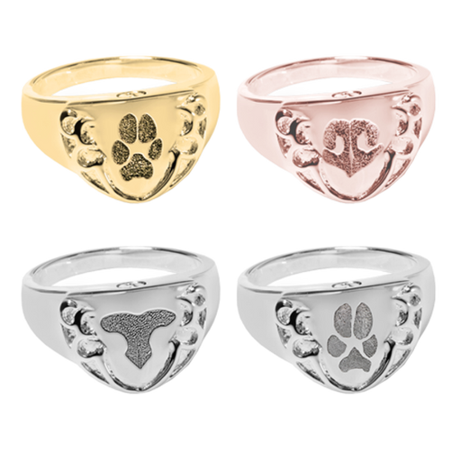 Pet Cremation Jewelry Engravable Shield Ring