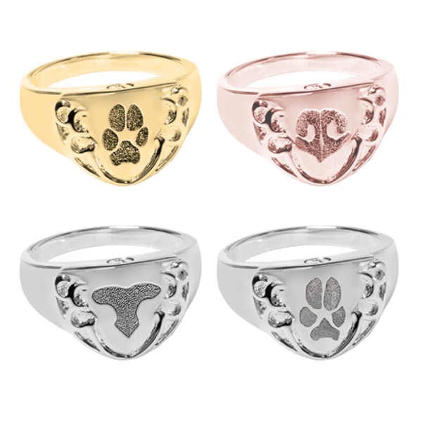 Pet Cremation Jewelry Engravable Shield Ring