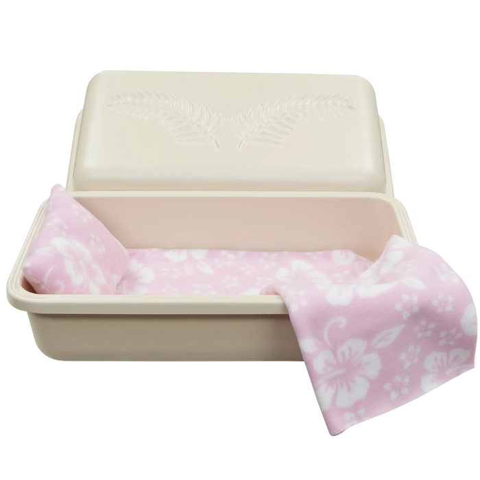Standard Pet Casket - Almond with Pink Hibiscus-Pet Caskets-Titan Caskets-Afterlife Essentials