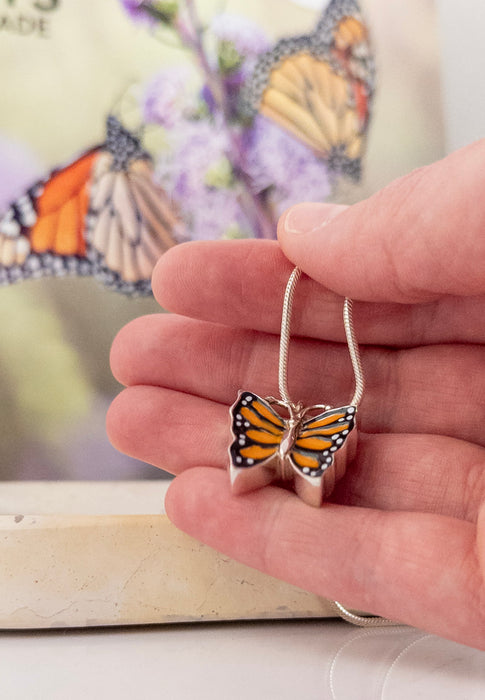 Sterling Silver Monarch Butterfly Cremation Jewelry-Jewelry-Madelyn Co-Afterlife Essentials
