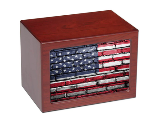 Brick Wall American Flag Large Photo Urn-cremation urns-Bogati-Afterlife Essentials