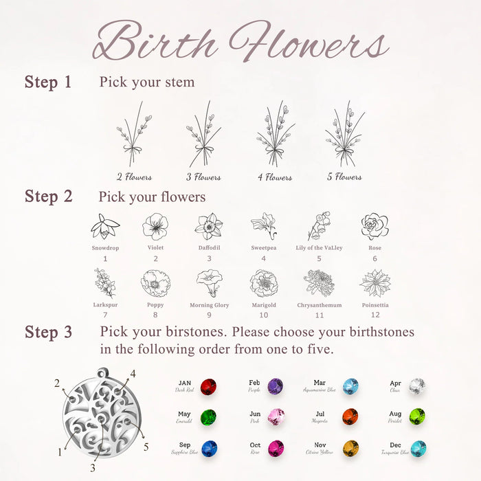 Build Your Own Bouquet Birthstone Tree of Life Necklace-Jewelry-Anavia-Afterlife Essentials