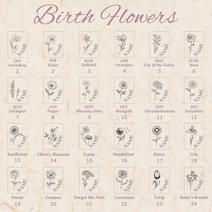 Square Birth Flower and Name Photo Locket Necklace-Jewelry-Anavia-Afterlife Essentials