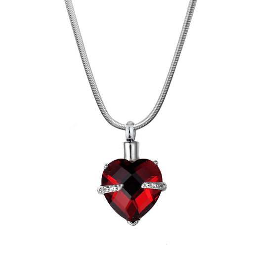 Crystal Birthstone Heart Memorial Necklace-Jewelry-Anavia-Afterlife Essentials