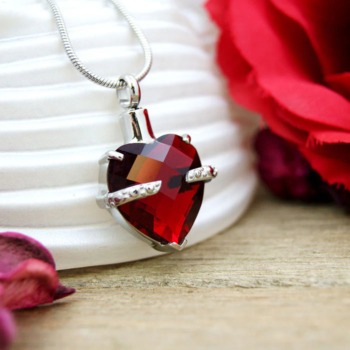 Crystal Birthstone Heart Memorial Necklace-Jewelry-Anavia-Afterlife Essentials