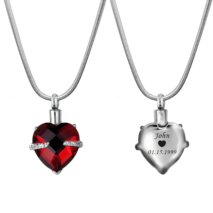 Crystal Birthstone Heart Memorial Necklace-Jewelry-Anavia-Afterlife Essentials