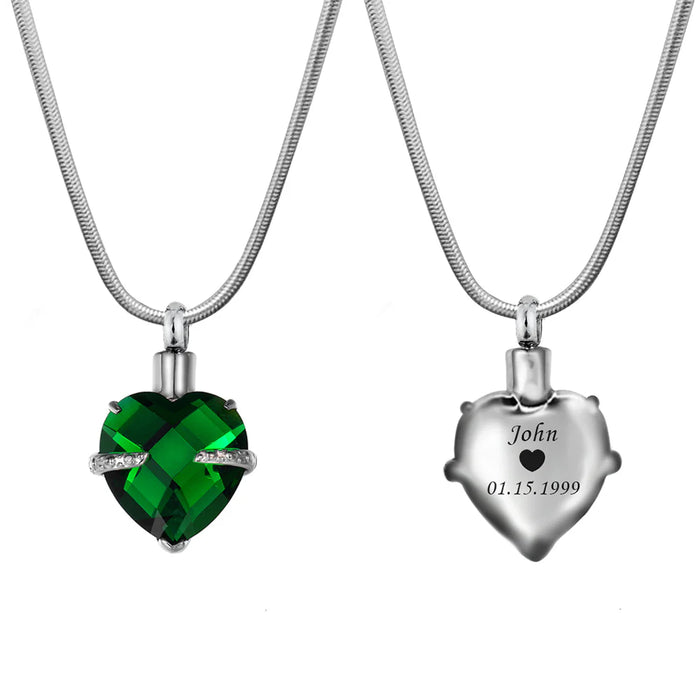 Crystal Birthstone Heart Memorial Necklace-Jewelry-Anavia-Afterlife Essentials