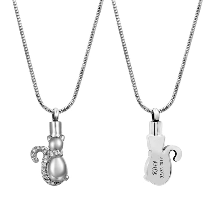 Crystal Kitty Cat Pet Memorial Necklace-Jewelry-Anavia-Afterlife Essentials