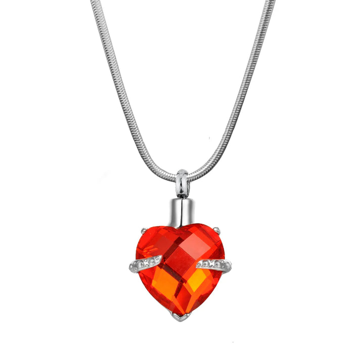 Crystal Birthstone Heart Memorial Necklace-Jewelry-Anavia-Afterlife Essentials