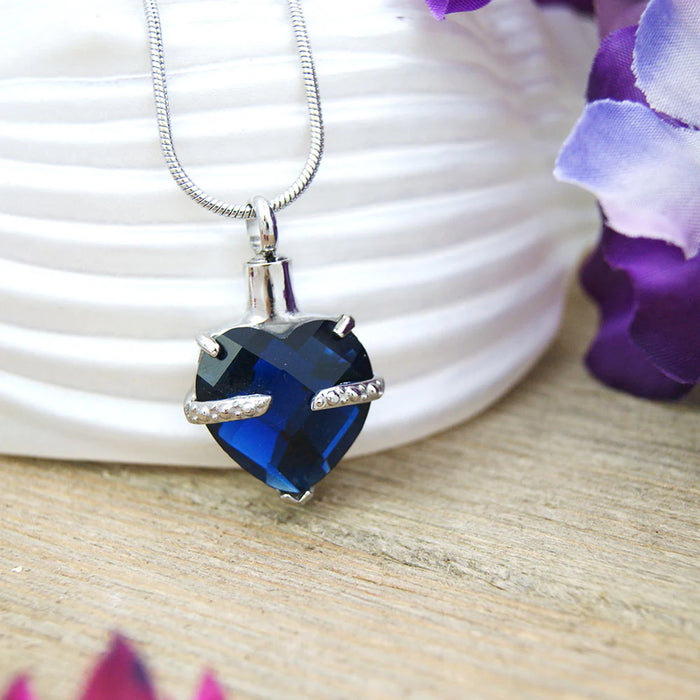 Crystal Birthstone Heart Memorial Necklace-Jewelry-Anavia-Afterlife Essentials