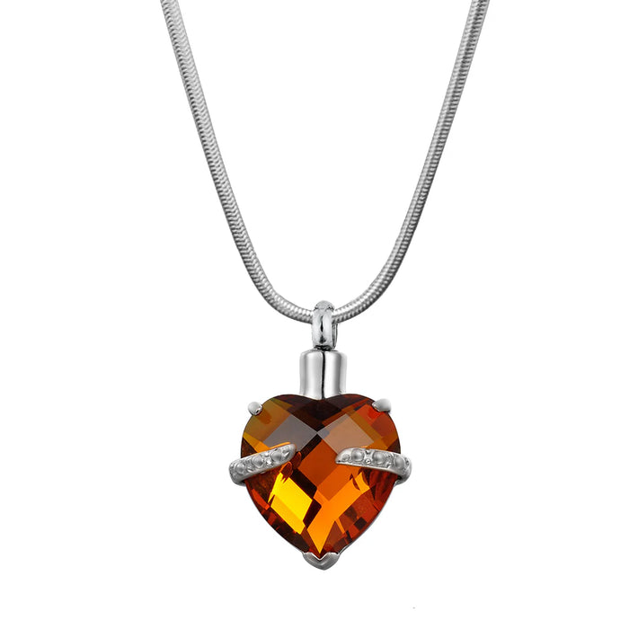 Crystal Birthstone Heart Memorial Necklace-Jewelry-Anavia-Afterlife Essentials