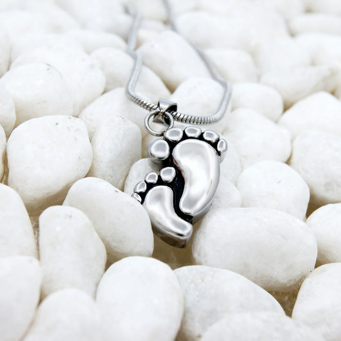 Footprint Memorial Necklace Cremation Jewelry-Jewelry-Anavia-Afterlife Essentials