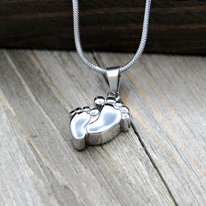 Footprint Memorial Necklace Cremation Jewelry-Jewelry-Anavia-Afterlife Essentials