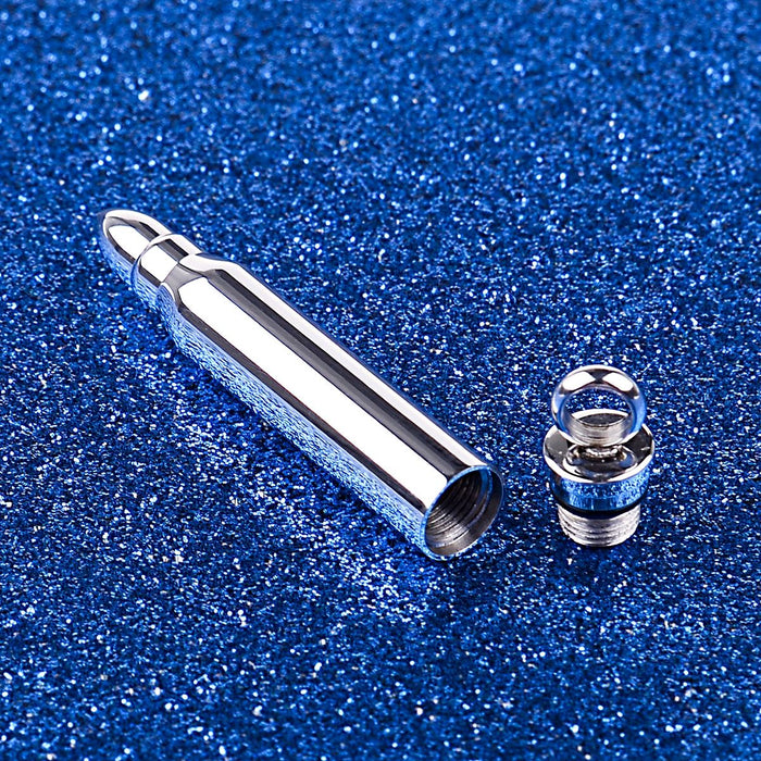 Silver Polished Bullet Memorial Necklace Cremation Jewelry-Jewelry-Anavia-Afterlife Essentials