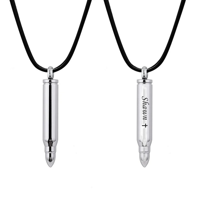 Silver Polished Bullet Memorial Necklace Cremation Jewelry-Jewelry-Anavia-Afterlife Essentials